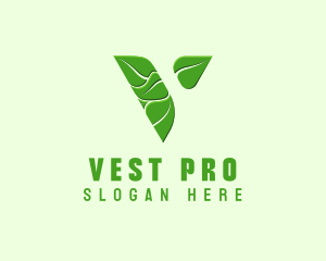 Organic Leaf Letter V logo design