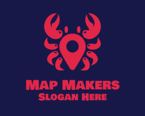 Crab Location Pin logo design