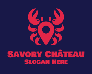 Crab Location Pin logo design