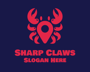 Crab Location Pin logo design