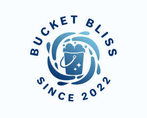 Blue Cleaning Water Bucket logo design