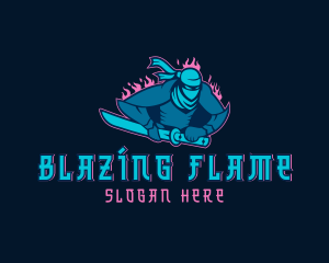 Flame Ninja Assassin logo design