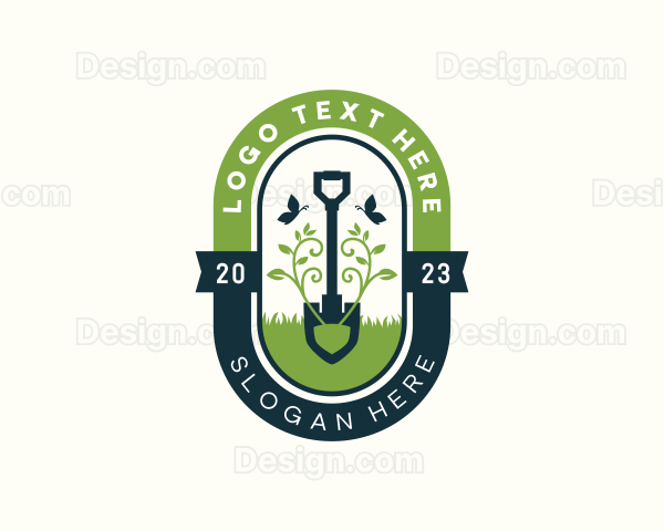 Plant Shovel Landscape Logo