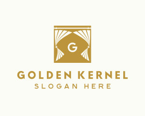 Gold Window Curtains logo design