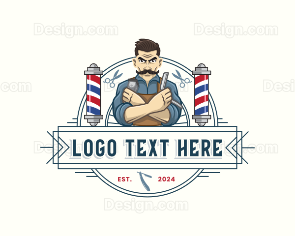 Hipster Barbershop Man Logo