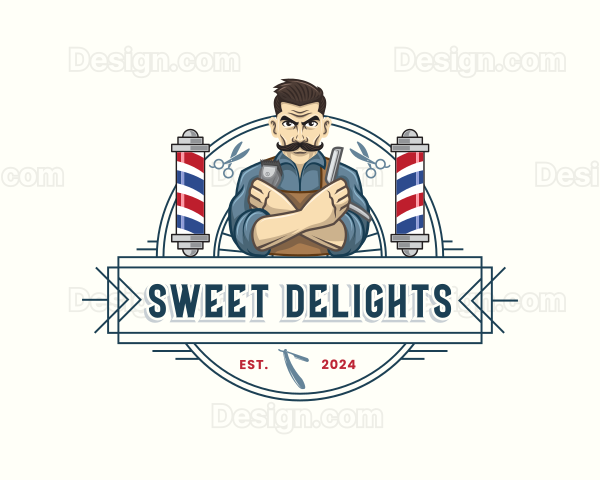 Hipster Barbershop Man Logo