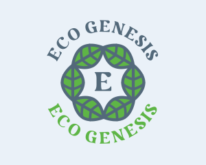 Eco Hexagon Leaves logo design