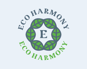 Eco Hexagon Leaves logo design