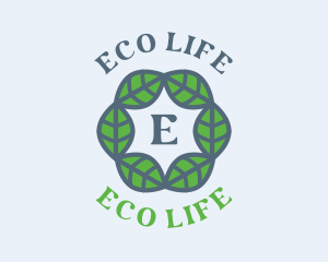 Eco Hexagon Leaves logo design