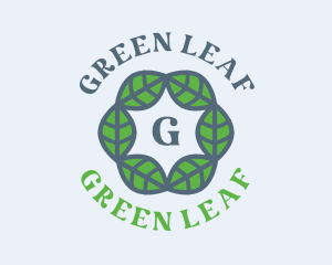 Eco Hexagon Leaves logo design