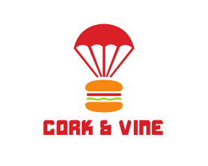 Red Parachute Burger logo design