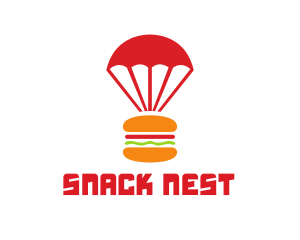 Red Parachute Burger logo design