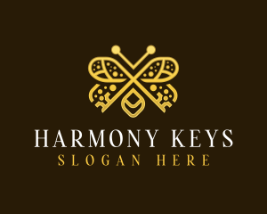 Luxury Key Butterfly logo design