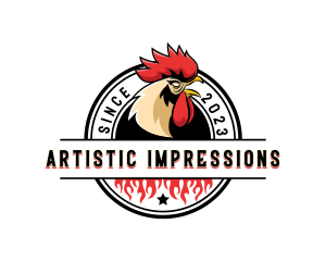 Chicken Rooster Flame logo design