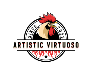 Chicken Rooster Flame logo design