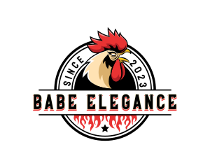 Chicken Rooster Flame logo design