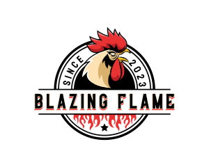 Chicken Rooster Flame logo design