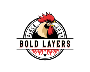 Chicken Rooster Flame logo design