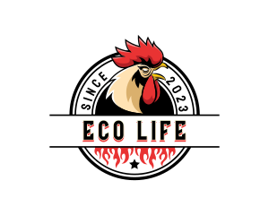 Chicken Rooster Flame logo design