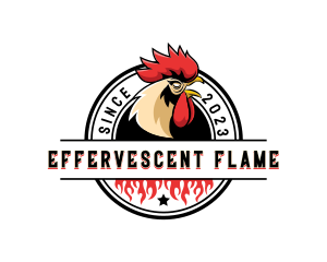 Chicken Rooster Flame logo design