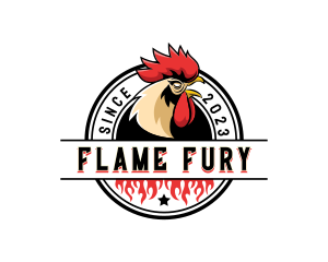 Chicken Rooster Flame logo design