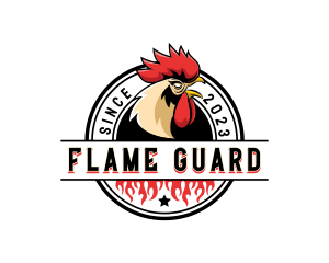 Chicken Rooster Flame logo design