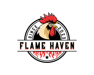 Chicken Rooster Flame logo design