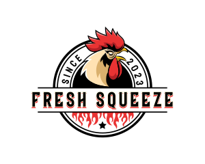 Chicken Rooster Flame logo design