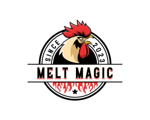 Chicken Rooster Flame logo design