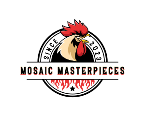 Chicken Rooster Flame logo design