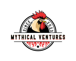 Chicken Rooster Flame logo design