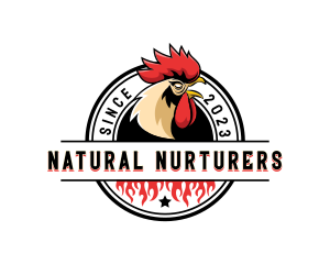 Chicken Rooster Flame logo design