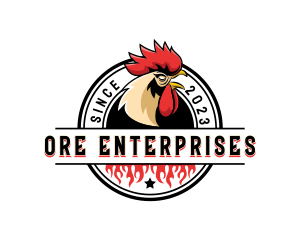 Chicken Rooster Flame logo design