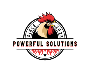 Chicken Rooster Flame logo design