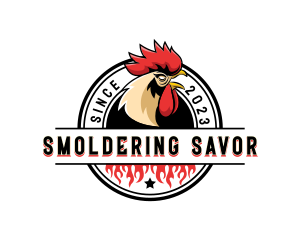 Chicken Rooster Flame logo design