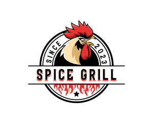 Chicken Rooster Flame logo design