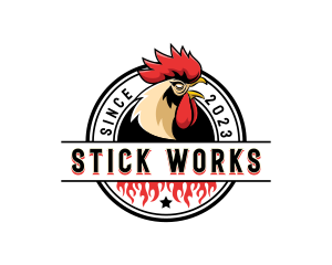 Chicken Rooster Flame logo design