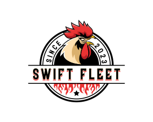 Chicken Rooster Flame logo design