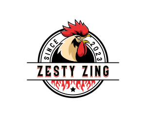 Chicken Rooster Flame logo design