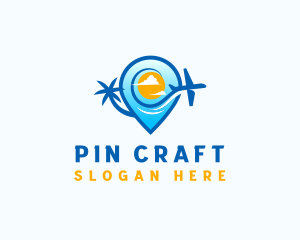 Travel Pin Plane logo design