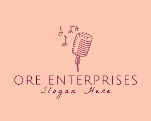 Retro Singing Microphone  logo design