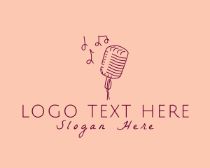 Singer - Retro Singing Microphone logo design