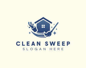 House Bucket Mop Cleaning logo design