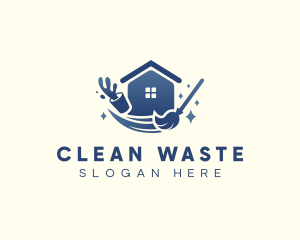 House Bucket Mop Cleaning logo design