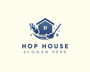 House Bucket Mop Cleaning logo design