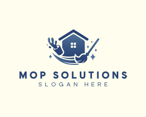 House Bucket Mop Cleaning logo design