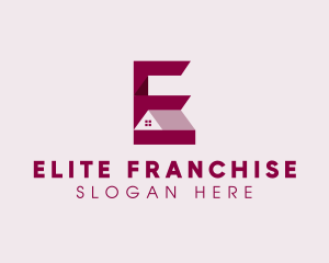 House Roof Property Letter E logo design