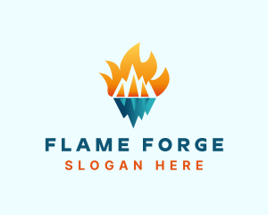 Iceberg Heat Flame logo design