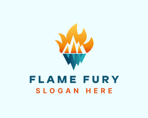 Iceberg Heat Flame logo design