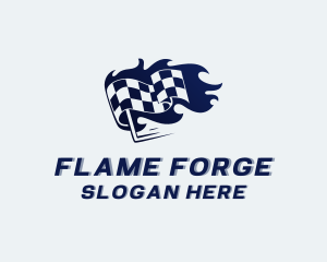 Flaming Racing Flag logo design